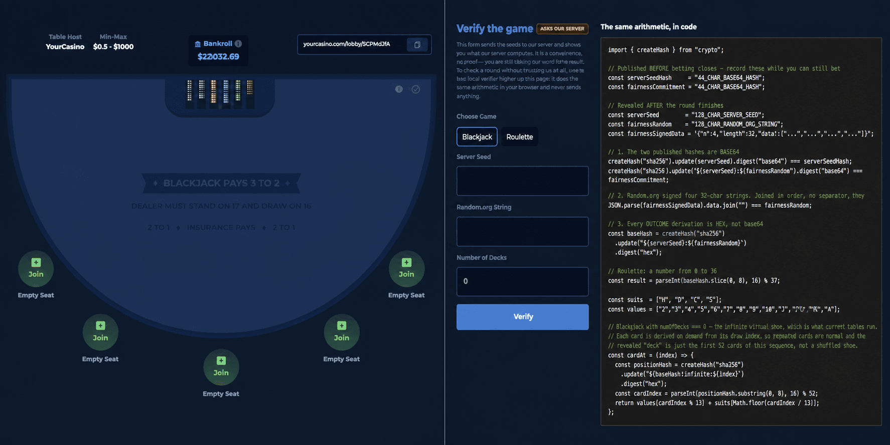 Table Provably Fair Split Screen