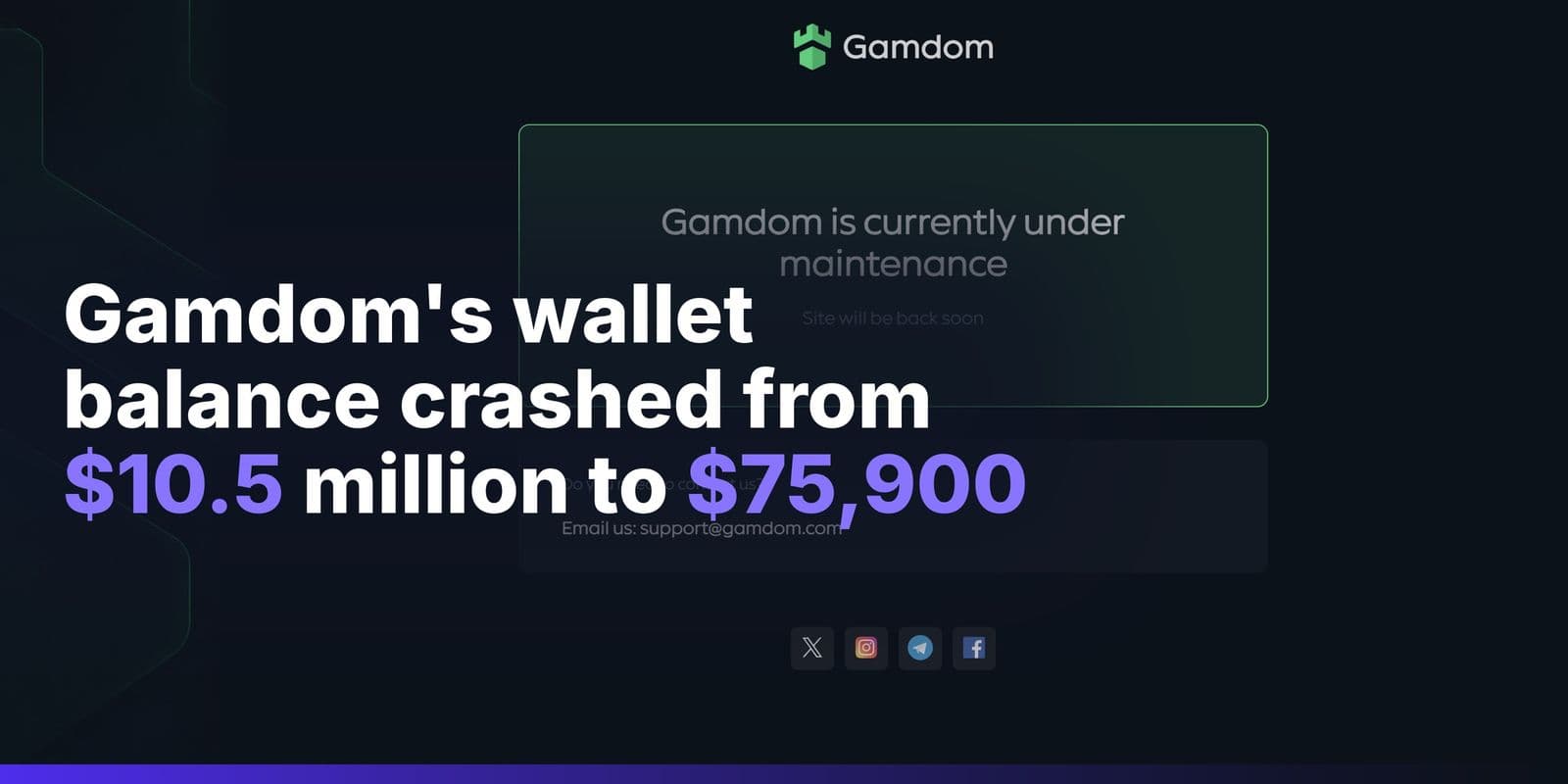 Gamdom Goes Offline as Its Tracked Hot Wallets Drop 99% in a Day