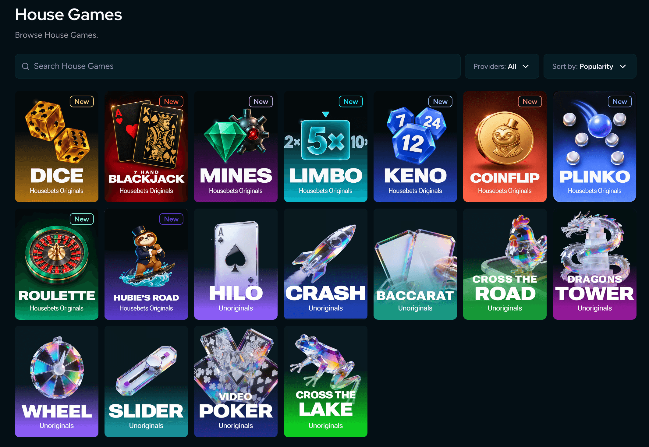 Housebets Originals Page