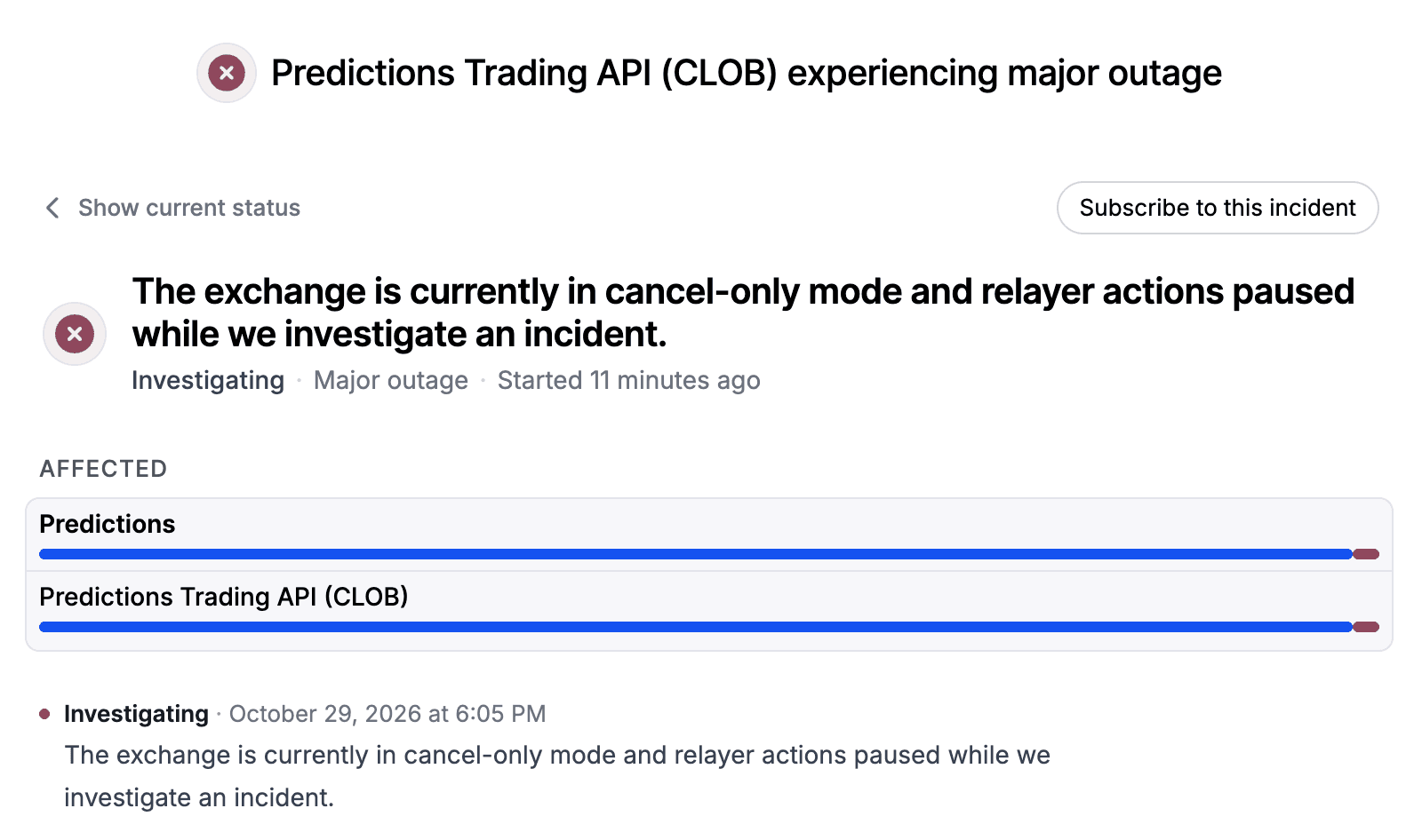 Polymarket Status Page
