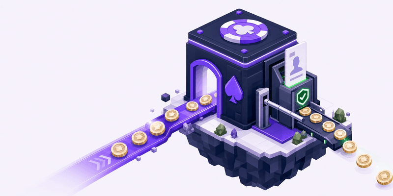 Illustration of casino machine verifying identities.