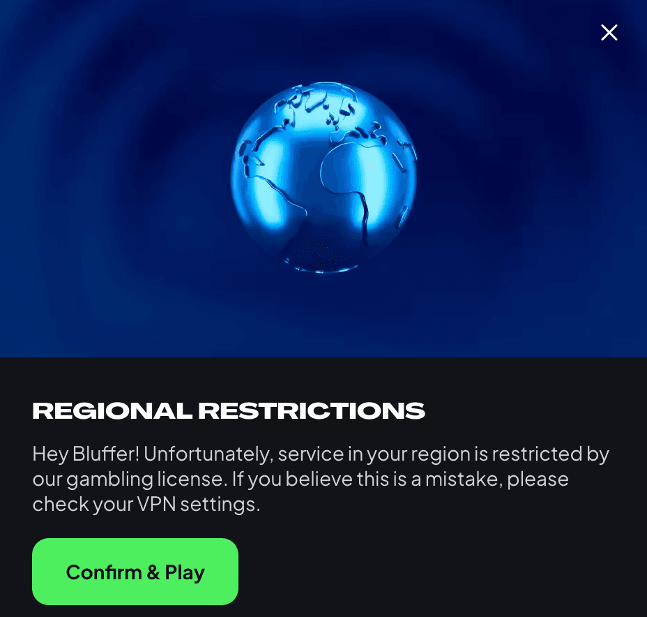 Bluff regional restrictions popup
