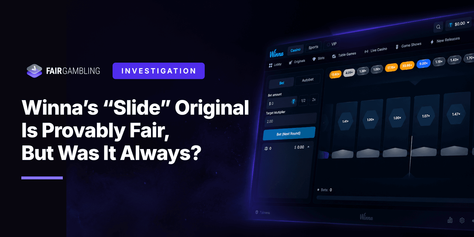 Winna Slide, Audited: 224,564 Fair Rounds and a $10M Question Mark